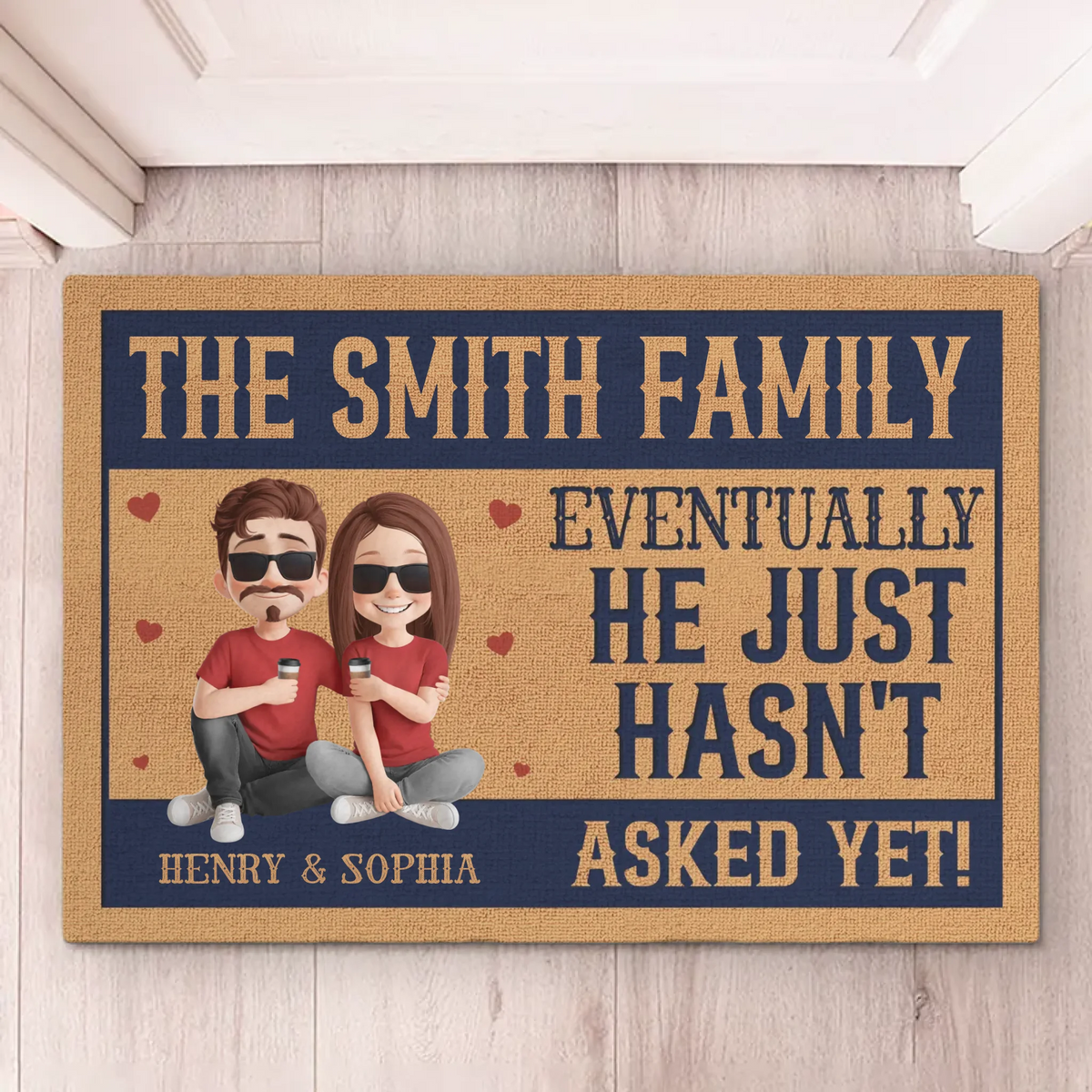Love Is All Around - Couple Personalized Custom Home Decor Decorative Mat - House Warming Gift For Husband Wife, Anniversary