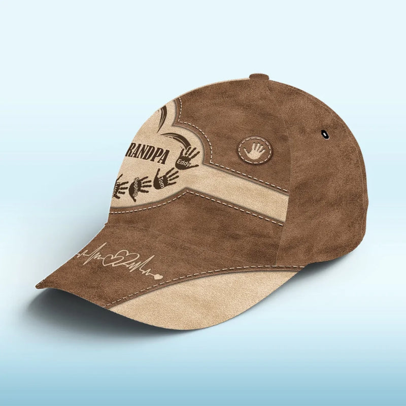 Grandpa’s Love, Forever In Our Hearts - Family Personalized Custom Hat, All Over Print Classic Cap - Gift For Family Members