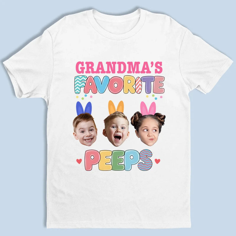 Custom Photo Bunny Hugs From Grandma’s Peeps - Family Personalized Custom Unisex T-shirt, Premium T-shirt, Hoodie - Easter Gift For Mom, Grandma
