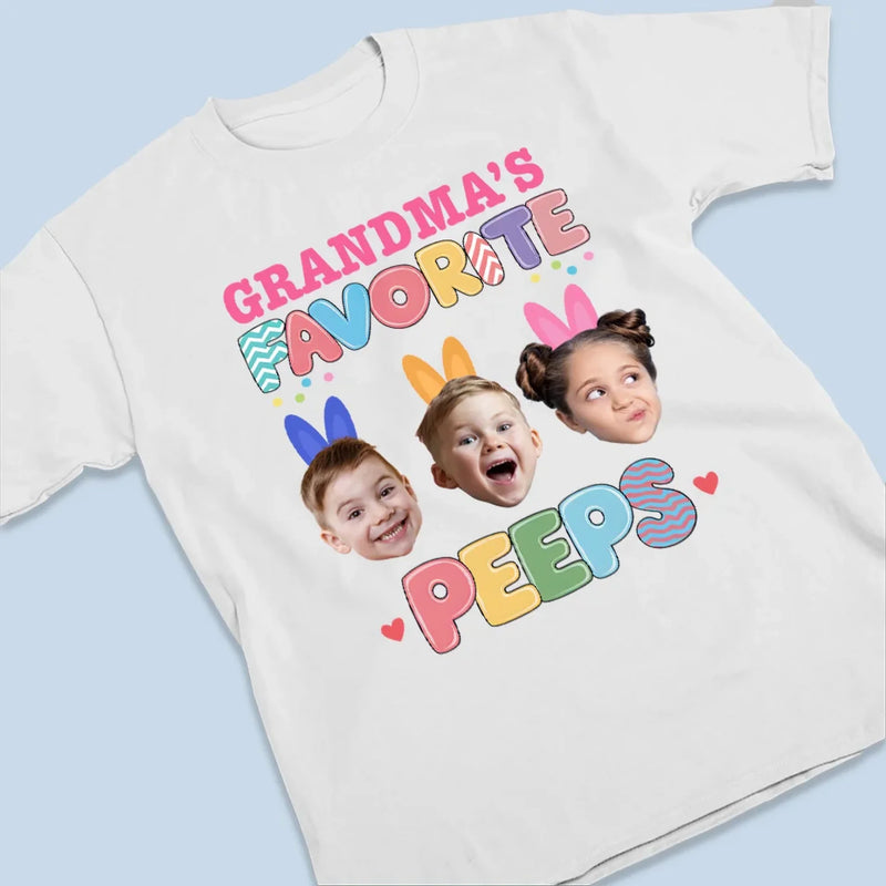 Custom Photo Bunny Hugs From Grandma’s Peeps - Family Personalized Custom Unisex T-shirt, Premium T-shirt, Hoodie - Easter Gift For Mom, Grandma