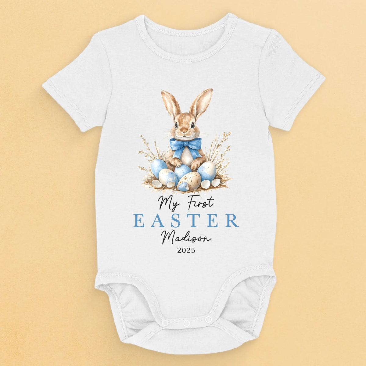 Bunny Bowties & Easter Vibes - Family Personalized Custom Baby Onesie - Easter Gift For Baby Kids, Newborn Baby