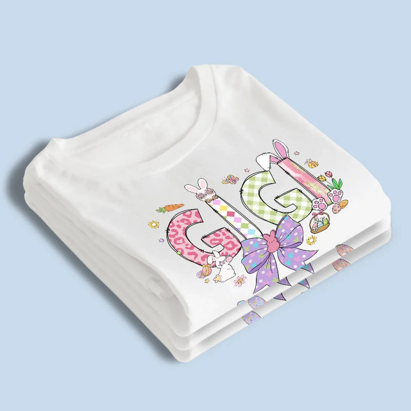 Mama Bunny Loves Her Peeps - Family Personalized Custom Unisex T-shirt, Premium T-shirt, Hoodie - Easter Gift For Mom, Grandma