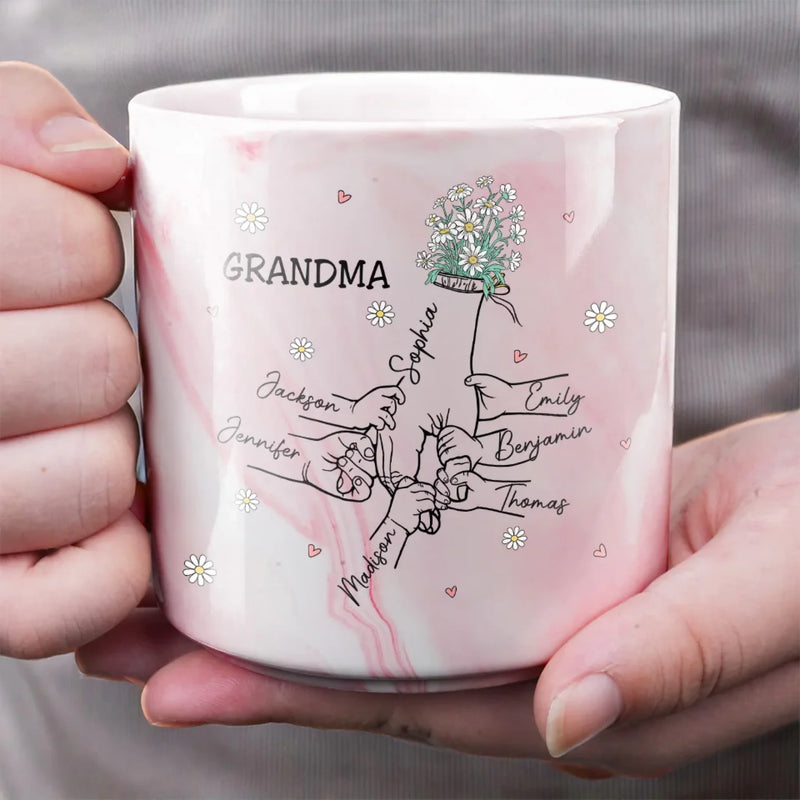 Thanks For Always Being My Safe Place - Family Personalized Custom Marble Mug - Mother's Day, Gift For Mom, Grandma