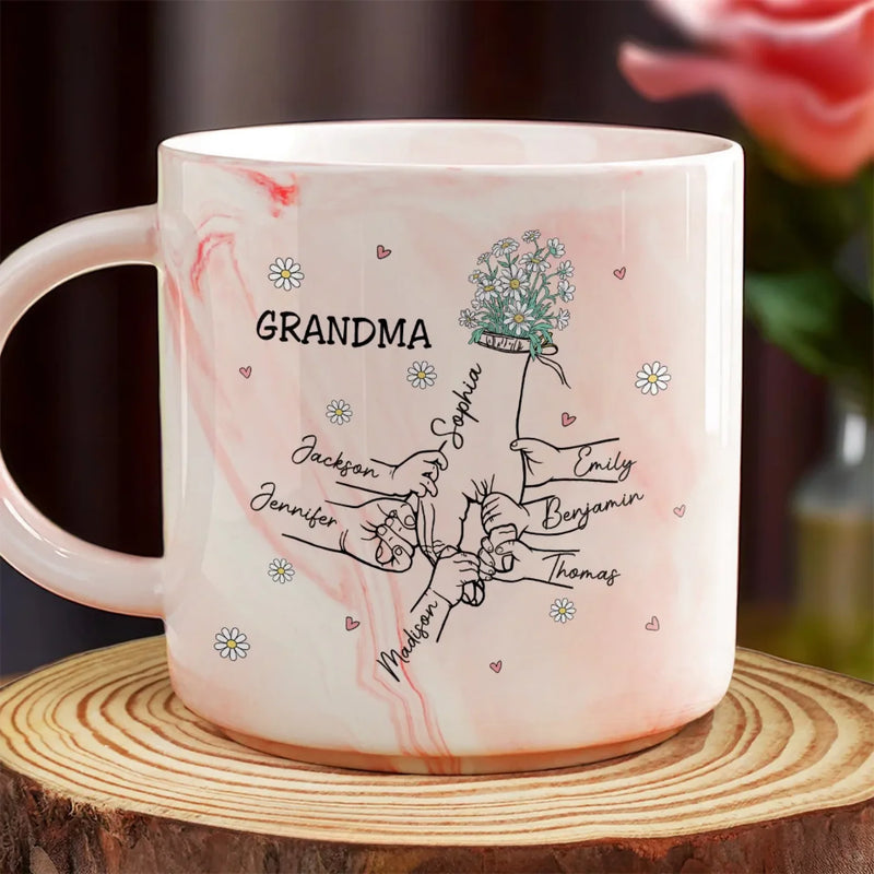 Thanks For Always Being My Safe Place - Family Personalized Custom Marble Mug - Mother's Day, Gift For Mom, Grandma