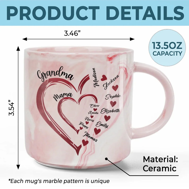 A Mother's Love Knows No Bounds - Family Personalized Custom Marble Mug - Mother's Day, Gift For Mom, Grandma
