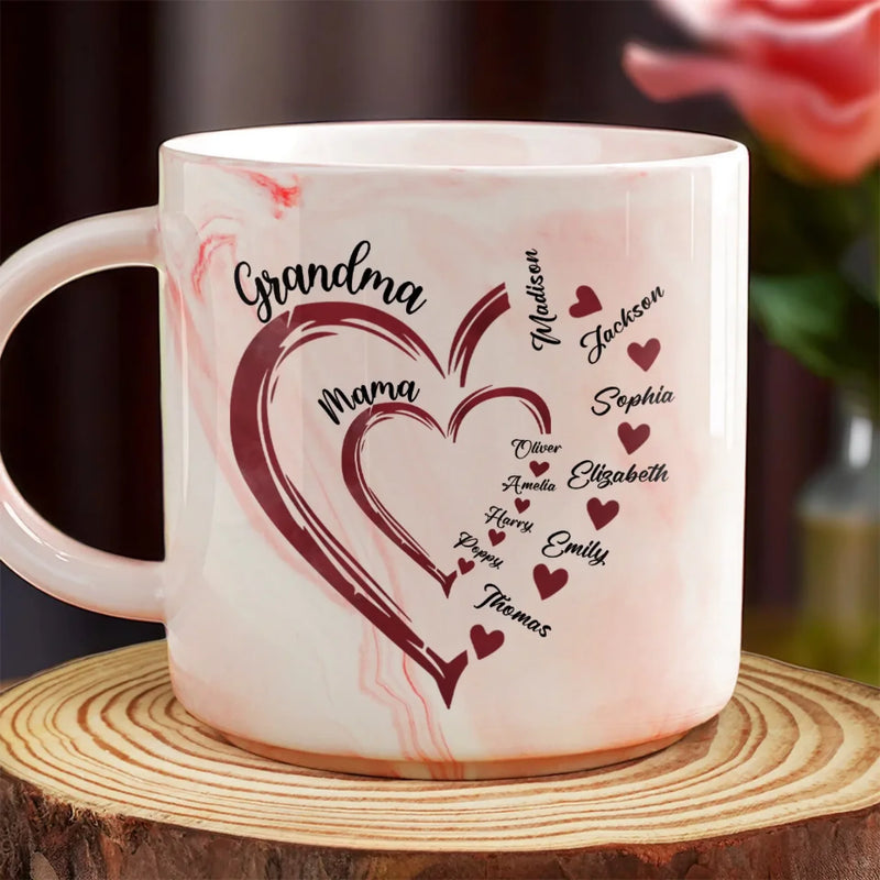 A Mother's Love Knows No Bounds - Family Personalized Custom Marble Mug - Mother's Day, Gift For Mom, Grandma
