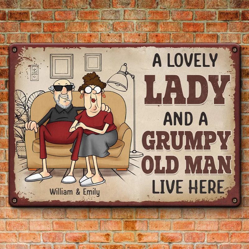 Happily Ever After, With A Side Of Grump - Couple Personalized Custom Home Decor Metal Sign - House Warming Gift For Husband Wife, Anniversary