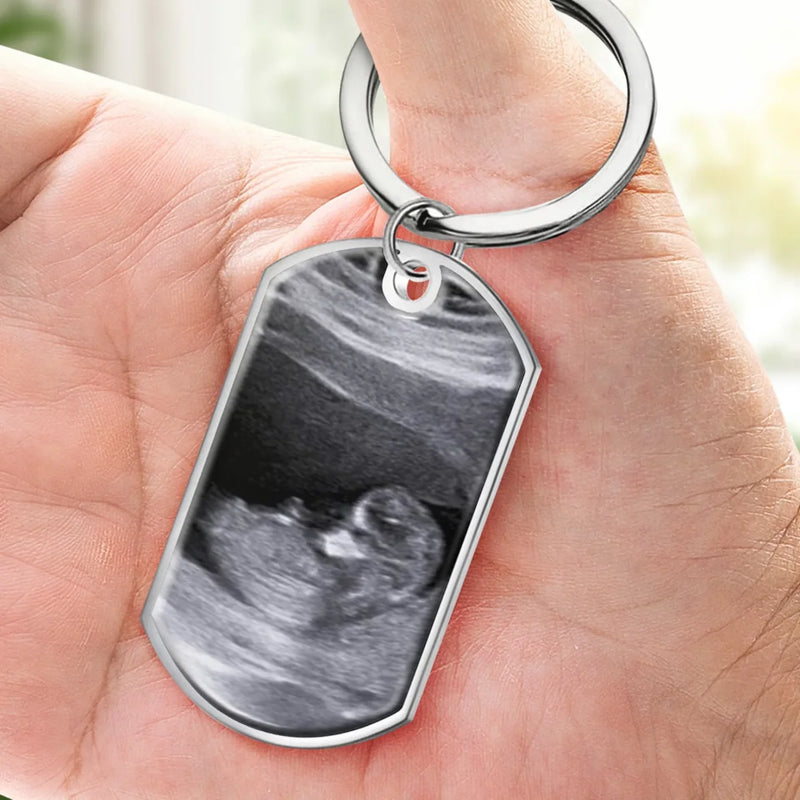 Custom Photo Now You Can Carry Me Too - Family Personalized Custom Keychain - Gift For Family Members, Baby Shower Gift