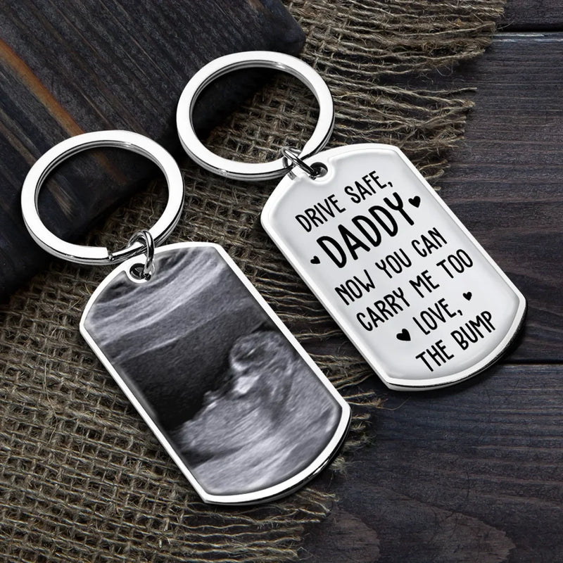 Custom Photo Now You Can Carry Me Too - Family Personalized Custom Keychain - Gift For Family Members, Baby Shower Gift
