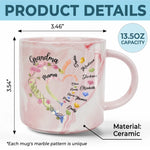 A Cup Full Of Love, One Name At A Time - Family Personalized Custom Marble Mug - Mother's Day, Gift For Mom, Grandma
