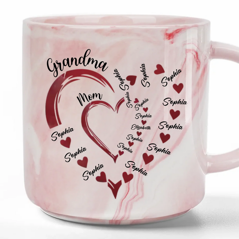 A Mother's Love Knows No Bounds - Family Personalized Custom Marble Mug - Mother's Day, Gift For Mom, Grandma