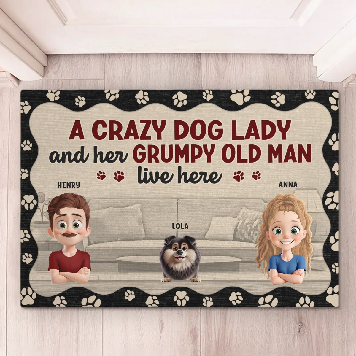 Happiness Starts With A Wagging Tail - Dog Personalized Custom Home Decor Decorative Mat - House Warming Gift For Pet Owners, Pet Lovers