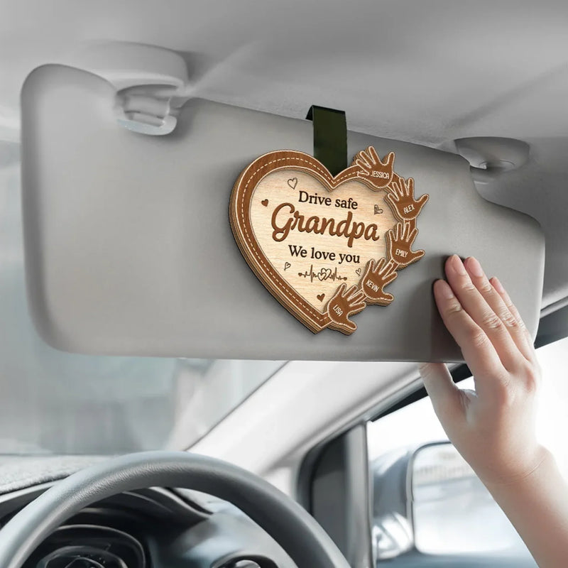 Drive With Love And Care - Family Personalized Custom Car Visor Clip - Gift For Family Members
