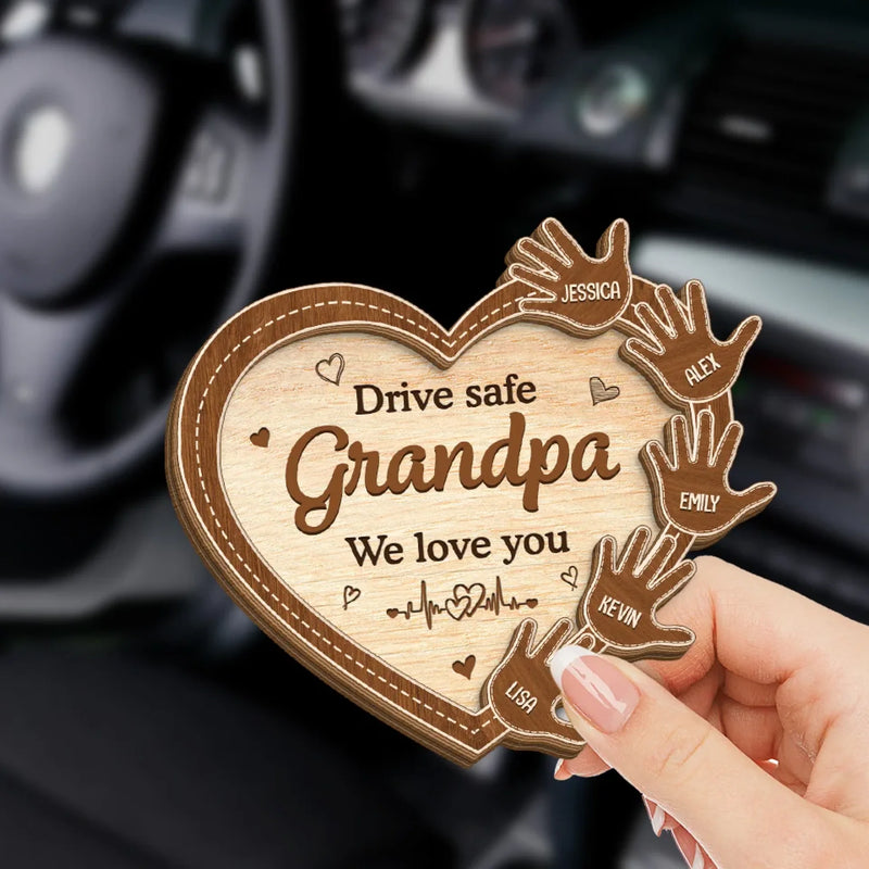 Drive With Love And Care - Family Personalized Custom Car Visor Clip - Gift For Family Members