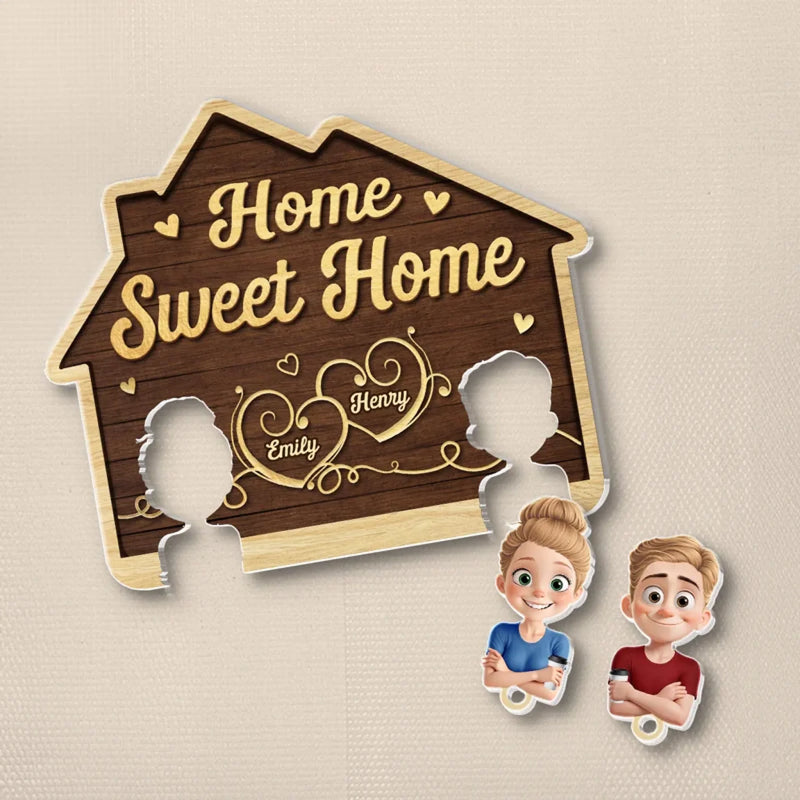 Home Sweet Home - Couple Personalized Custom Acrylic Puzzle Key Holder - House Warming Gift For For Husband Wife, Anniversary