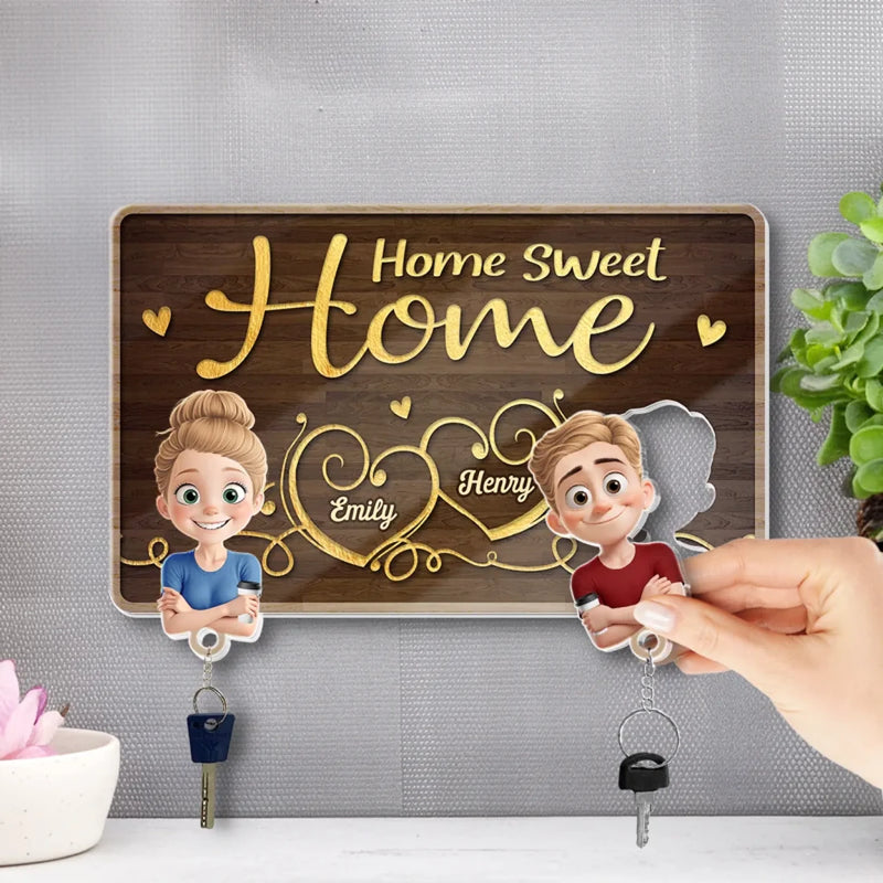 Keys Always In Place - Couple Personalized Custom Acrylic Puzzle Key Holder - House Warming Gift For For Husband Wife, Anniversary