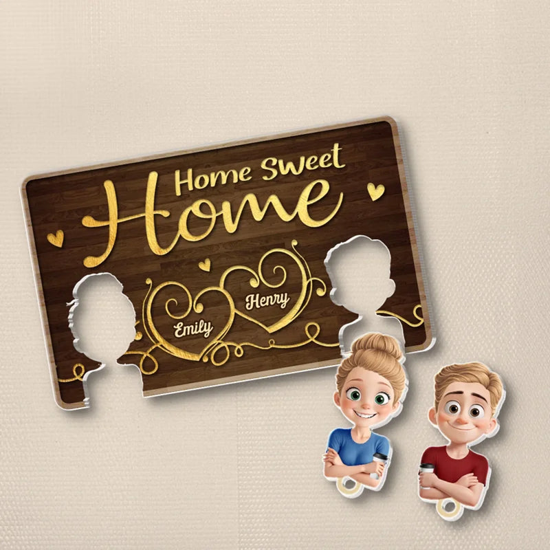 Keys Always In Place - Couple Personalized Custom Acrylic Puzzle Key Holder - House Warming Gift For For Husband Wife, Anniversary