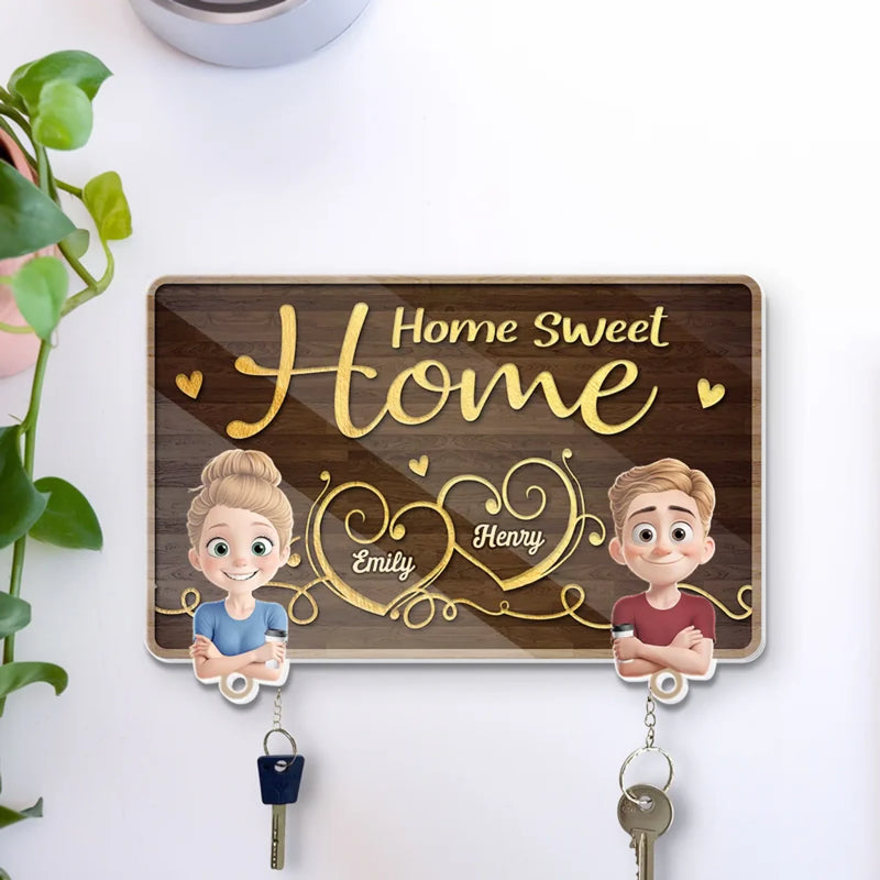 Keys Always In Place - Couple Personalized Custom Acrylic Puzzle Key Holder - House Warming Gift For For Husband Wife, Anniversary