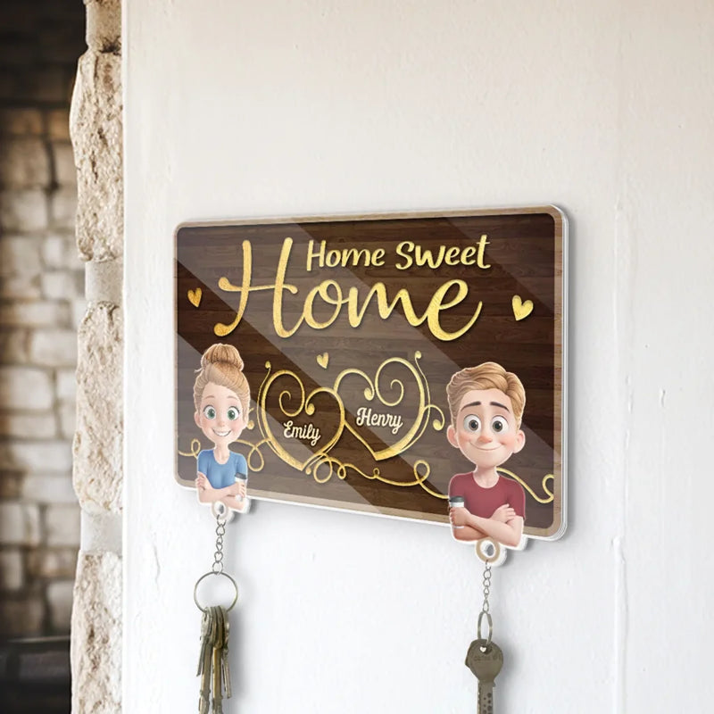 Keys Always In Place - Couple Personalized Custom Acrylic Puzzle Key Holder - House Warming Gift For For Husband Wife, Anniversary