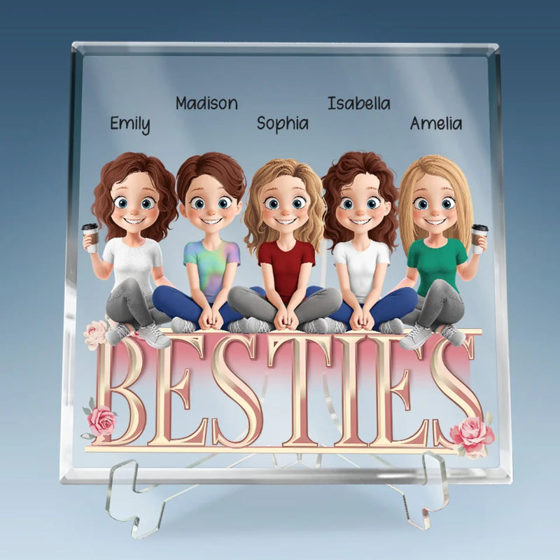 A Friendship That Lasts A Lifetime - Bestie Personalized Custom Square Shaped Acrylic Plaque - Gift For Best Friends, BFF, Sisters