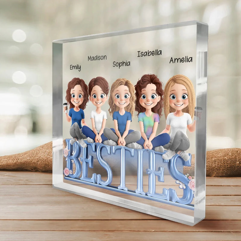 Cherish Every Moment With Your Best Friends - Bestie Personalized Custom Square Shaped Acrylic Plaque - Gift For Best Friends, BFF, Sisters