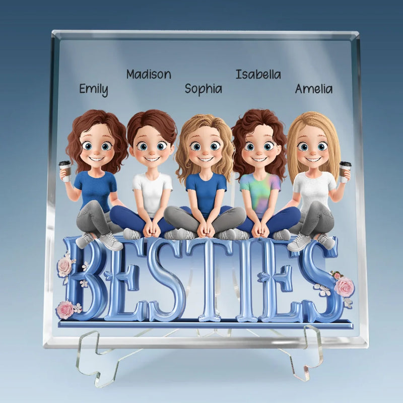 Cherish Every Moment With Your Best Friends - Bestie Personalized Custom Square Shaped Acrylic Plaque - Gift For Best Friends, BFF, Sisters