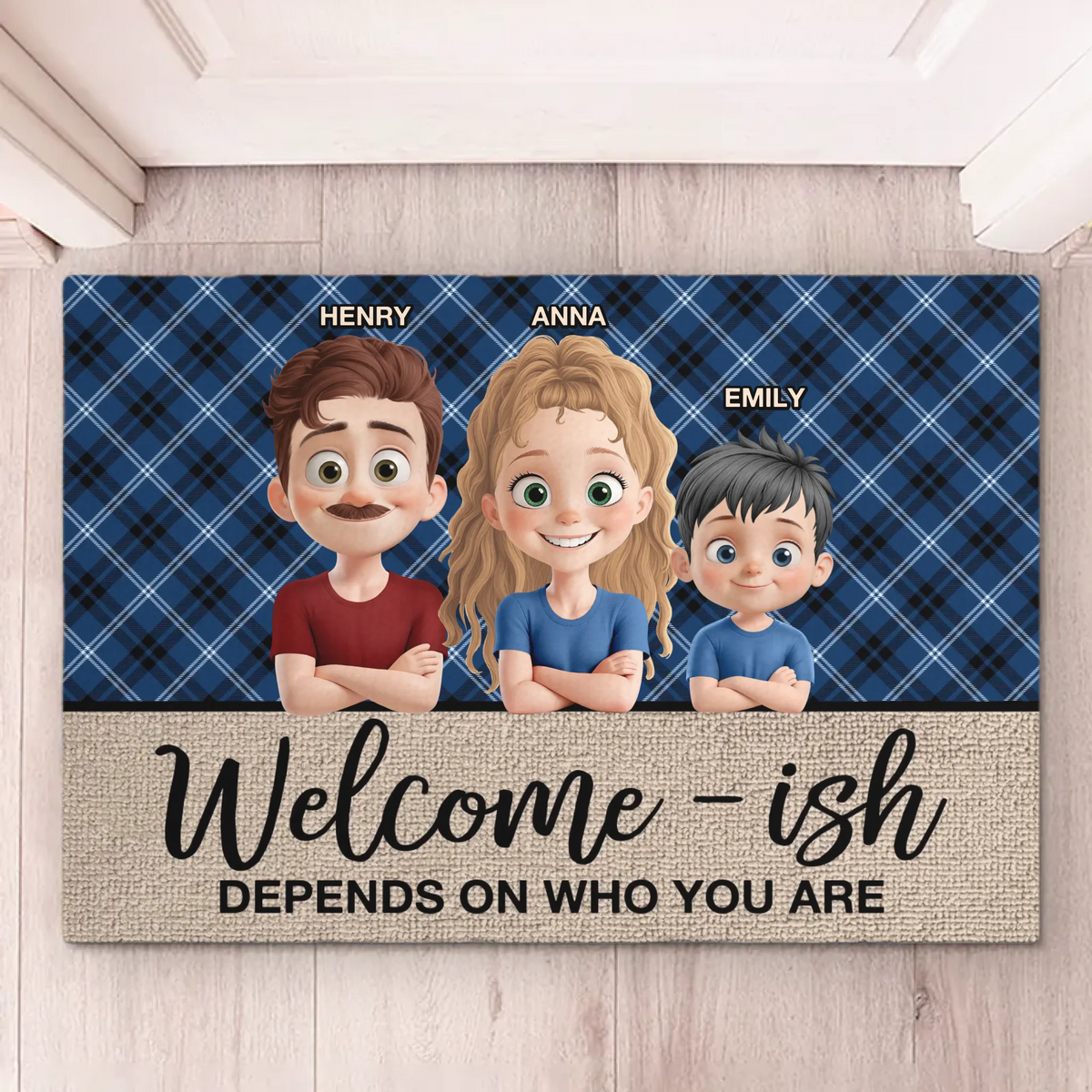 Welcome Maybe It Depends - Family Personalized Custom Home Decor Decorative Mat - House Warming Gift For Family Members