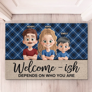 Welcome Maybe It Depends - Family Personalized Custom Home Decor Decorative Mat - House Warming Gift For Family Members