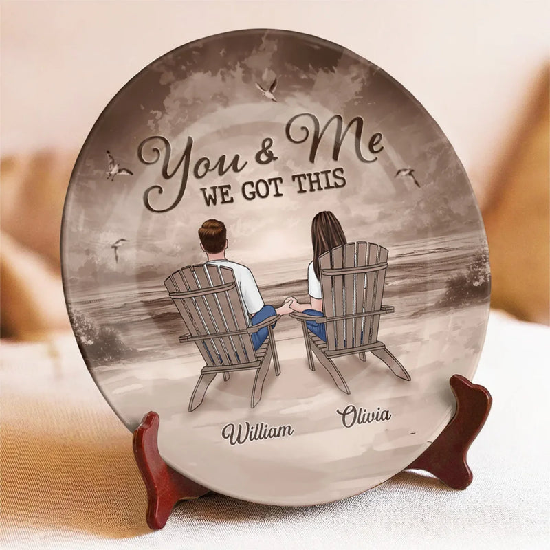 Side By Side, We’re Unstoppable - Couple Personalized Custom Ceramic Plate - Gift For Husband Wife, Anniversary