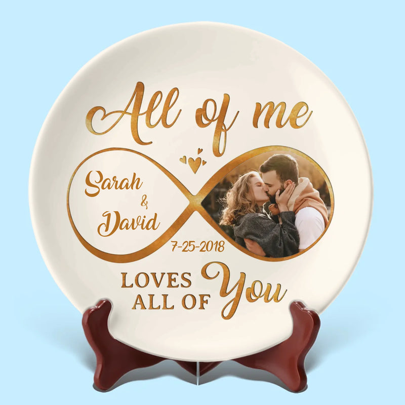 Custom Photo All My Heart, All My Love - Couple Personalized Custom Ceramic Plate - Gift For Husband Wife, Anniversary