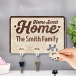Home Sweet Home, Forever Loved - Family Personalized Custom Acrylic Puzzle Key Holder - House Warming Gift For Family