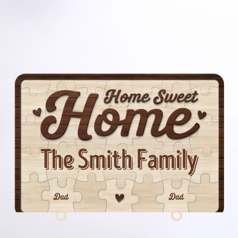 Home Sweet Home, Forever Loved - Family Personalized Custom Acrylic Puzzle Key Holder - House Warming Gift For Family Members