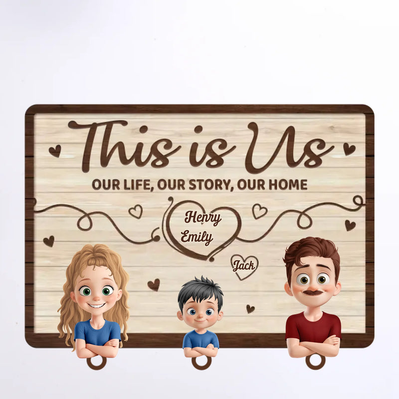 This Is Us - Family Personalized Custom Acrylic Puzzle Key Holder - House Warming Gift For Family Members