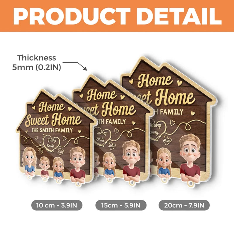 A Place To Call Home - Family Personalized Custom Acrylic Puzzle Key Holder - House Warming Gift For Family Members