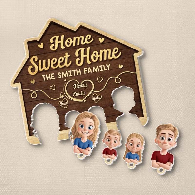 A Place To Call Home - Family Personalized Custom Acrylic Puzzle Key Holder - House Warming Gift For Family Members