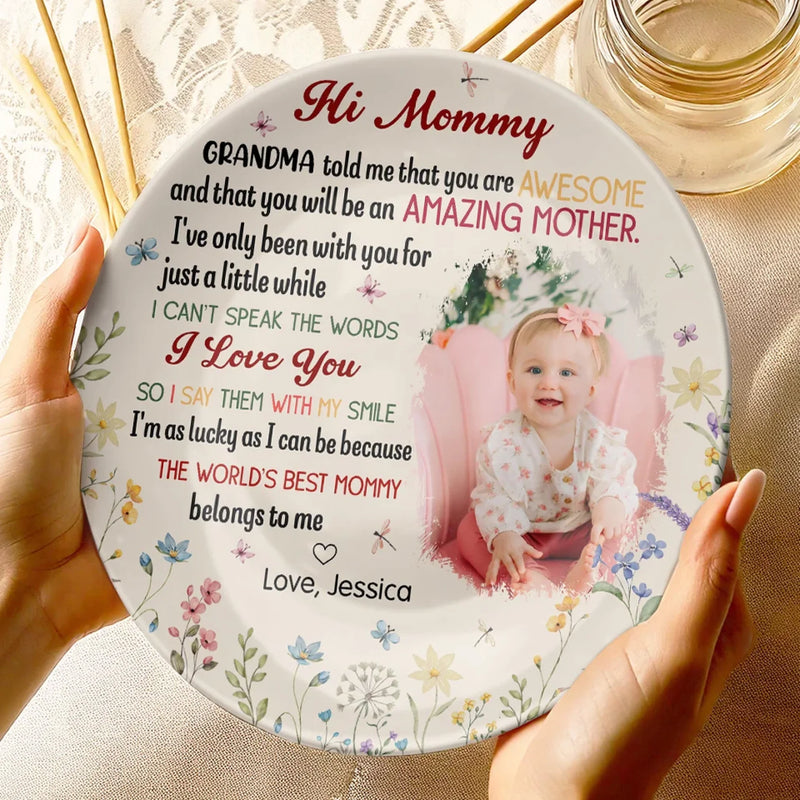 Custom Photo Our First Miracle, Our Forever Love - Family Personalized Custom Ceramic Plate - Mother's Day, Baby Shower Gift, Gift For First Mom