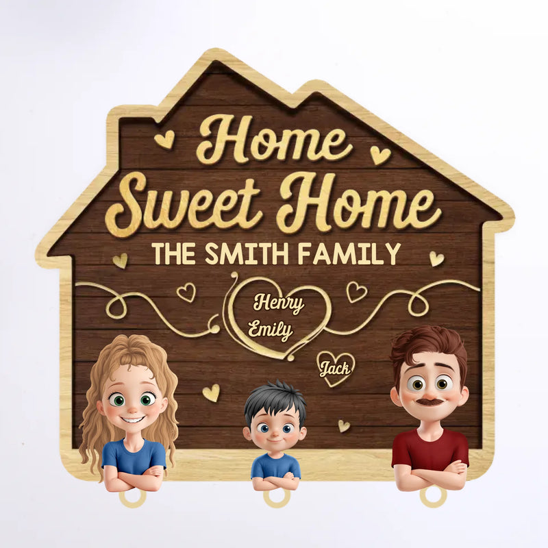 A Place To Call Home - Family Personalized Custom Acrylic Puzzle Key Holder - House Warming Gift For Family Members