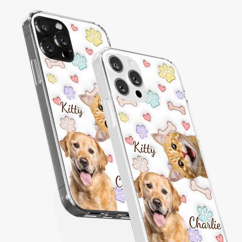 Custom Photo Keep Calm And Pet A Cat - Dog & Cat Personalized Custom 3D Inflated Effect Printed Clear Phone Case - Gift For Pet Owners, Pet Lovers