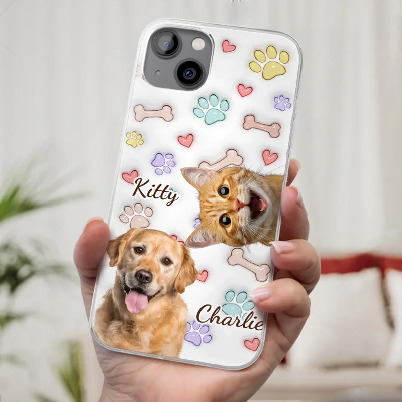 Custom Photo Keep Calm And Pet A Cat - Dog & Cat Personalized Custom 3D Inflated Effect Printed Clear Phone Case - Gift For Pet Owners, Pet Lovers