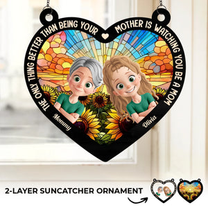 A Mother's Love Lasts Forever - Family Personalized Window Hanging Suncatcher Ornament - Mother's Day, Gift For Mom, Daughter