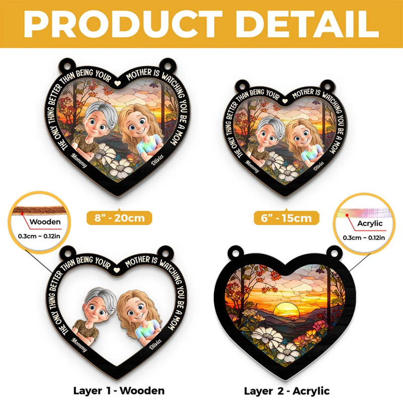 A Mother's Love Lasts Forever - Family Personalized Window Hanging Suncatcher Ornament - Mother's Day, Gift For Mom, Daughter