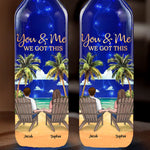Side By Side, Through Every Storm - Couple Personalized Custom Blue Bottle Lamp - Gift For Husband Wife, Anniversary