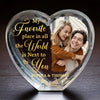 Custom Photo Next To You Is My Favorite Place - Couple Personalized Custom 3D Crystal Heart Shaped - Gift For Husband Wife, Anniversary