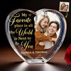 Custom Photo Next To You Is My Favorite Place - Couple Personalized Custom 3D Crystal Heart Shaped - Gift For Husband Wife, Anniversary