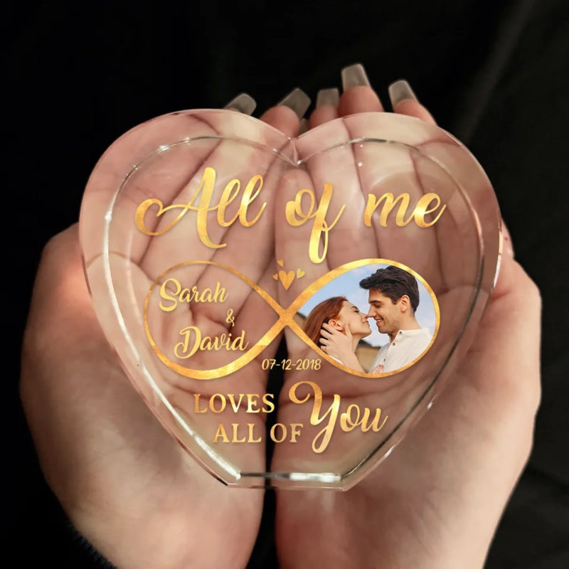 Custom Photo Infinite Love, Forever Ours - Couple Personalized Custom 3D Crystal Heart Shaped - Gift For Husband Wife, Anniversary