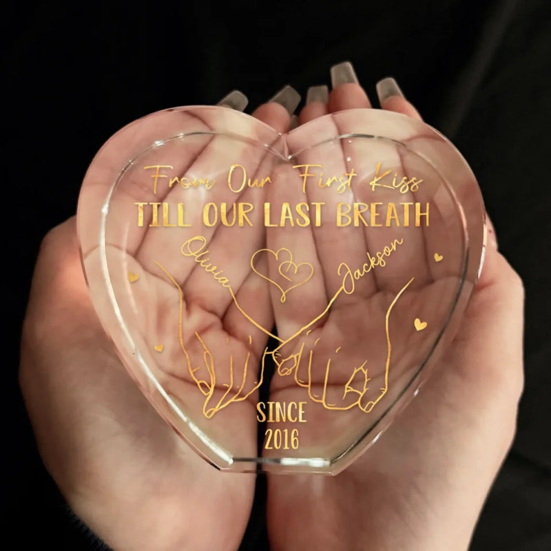 From The Moment We Met, Forever Together - Couple Personalized Custom 3D Crystal Heart Shaped - Gift For Husband Wife, Anniversary