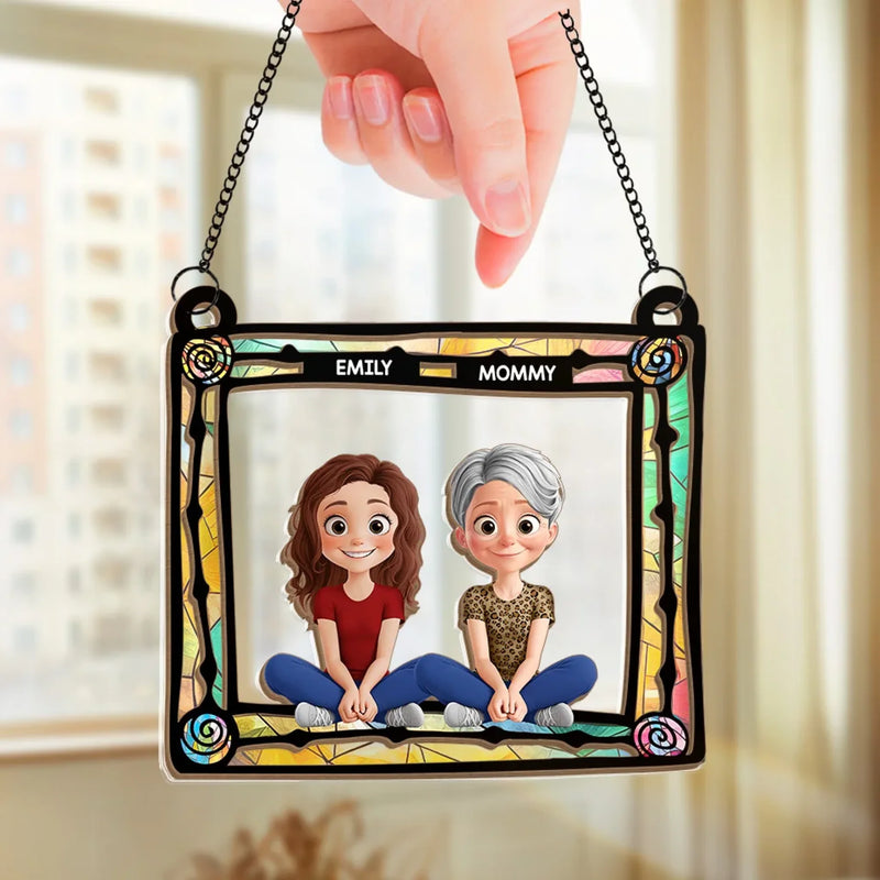 A Mother Is The Heart That Beats For The Whole Family - Family Personalized Window Hanging Suncatcher Ornament - Mother's Day, Gift For Mom, Grandma