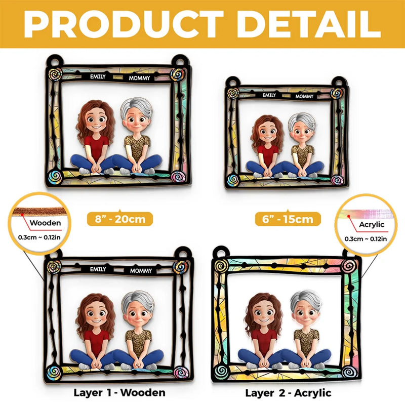 A Mother Is The Heart That Beats For The Whole Family - Family Personalized Window Hanging Suncatcher Ornament - Mother's Day, Gift For Mom, Grandma
