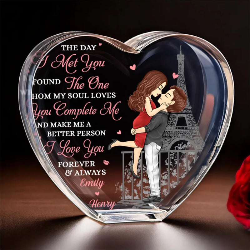 Holding You Forever - Couple Personalized Custom 3D Crystal Heart Shaped - Gift For Husband Wife, Anniversary