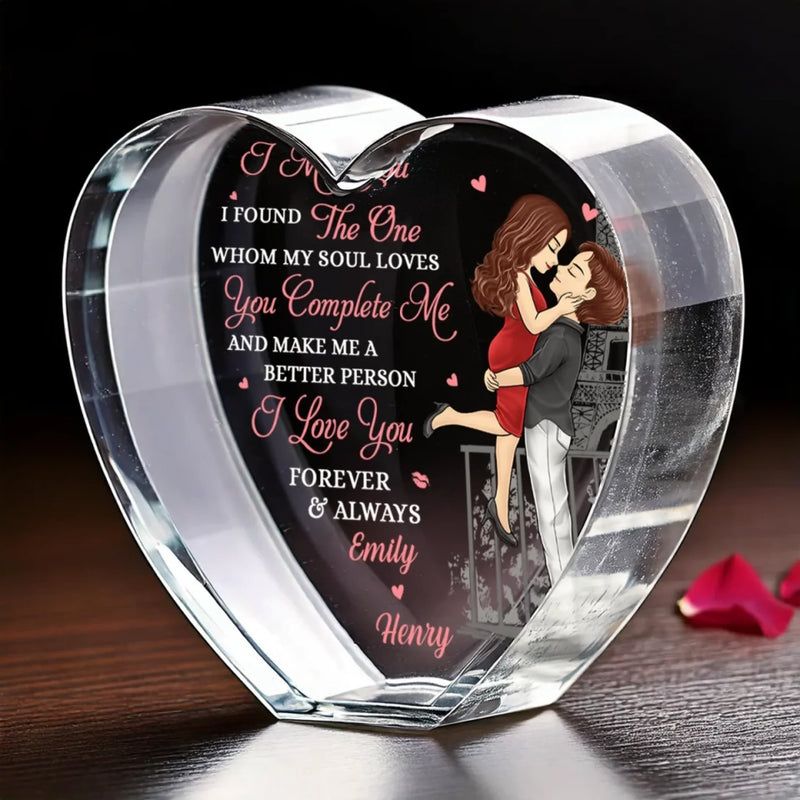 Holding You Forever - Couple Personalized Custom 3D Crystal Heart Shaped - Gift For Husband Wife, Anniversary